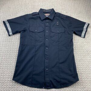 5.11 Tactical Shirt Men Medium Tall Neck 15-15.5 Black Button Up Polo Uniform